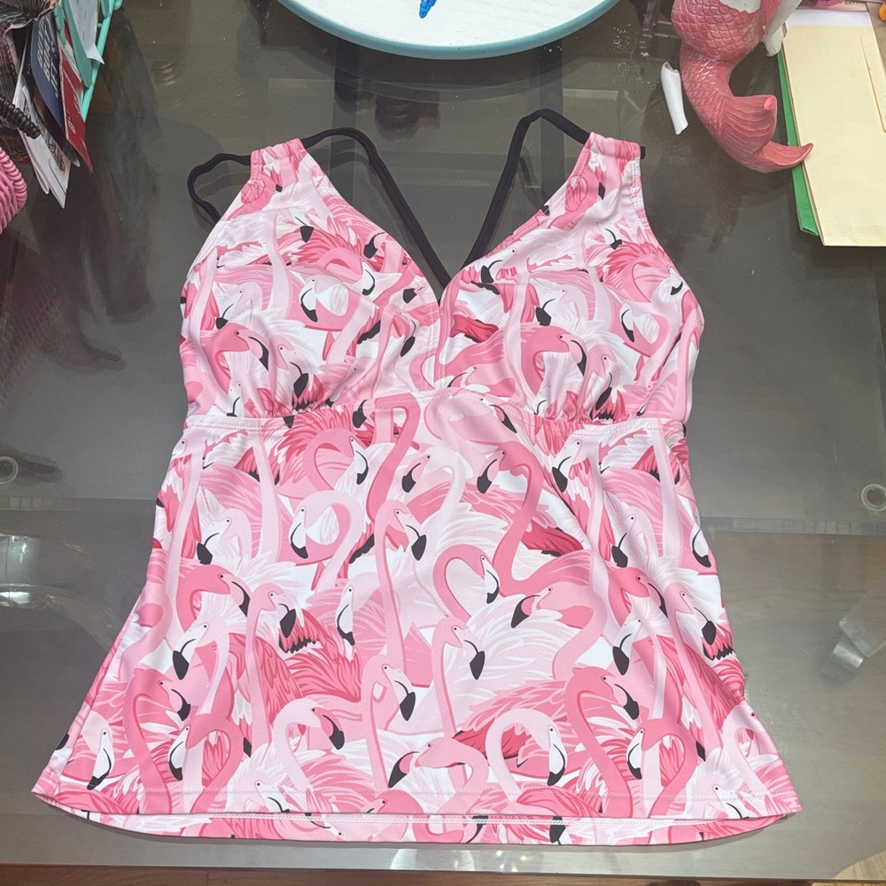 Pink Flamingo Print Tank Top